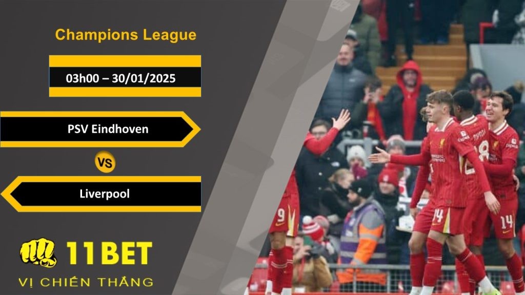 11BET Soi kèo PSV Eindhoven vs Liverpool, 03h00, 30/01/2025